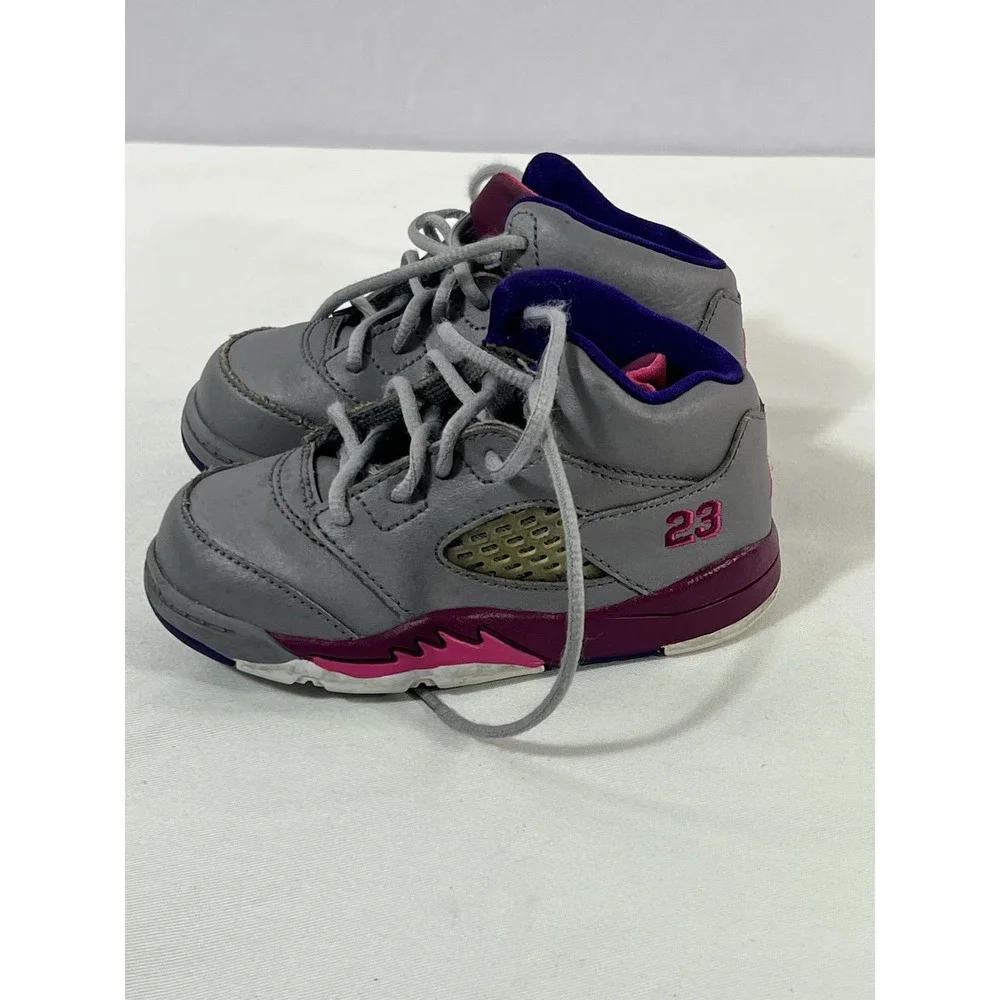 Air Jordan 5 Retro 23 Cement Grey/Pink Flash‎ Toddler Sz 7c 2013
